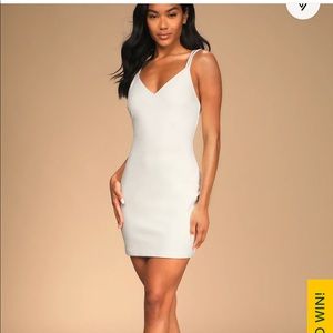 Lulus Allure Me In White Stappy Bodycon Mini Dress